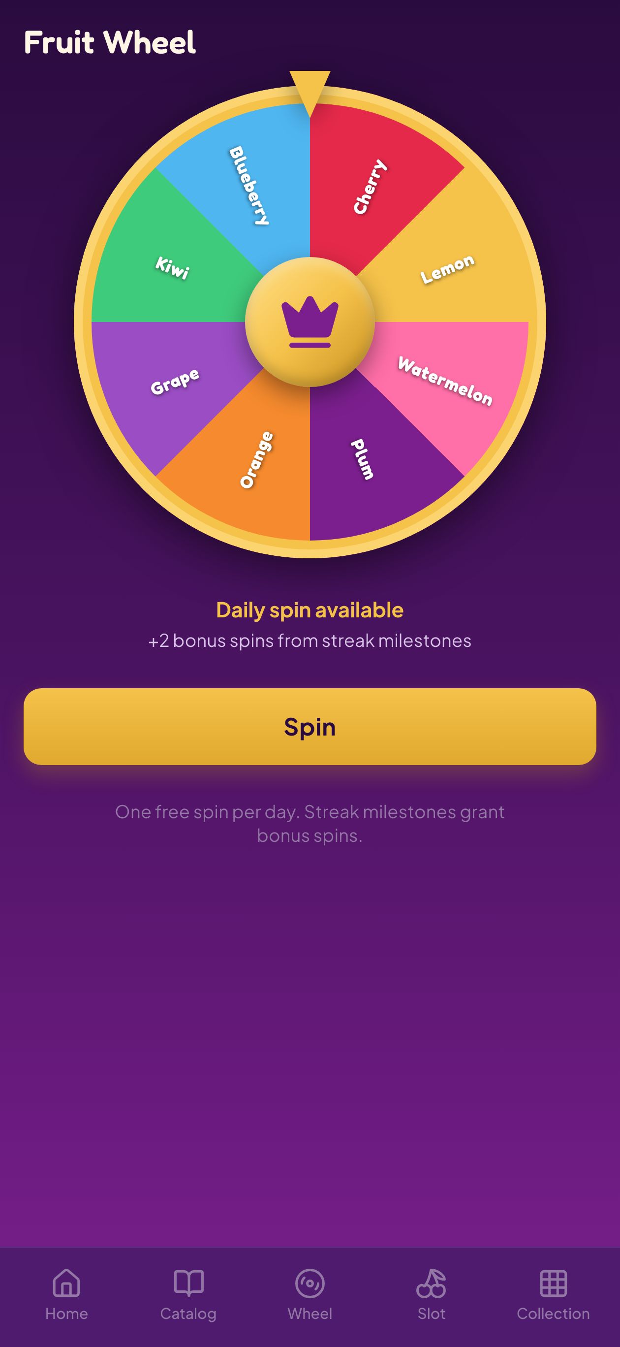 Fruit Wheel screen