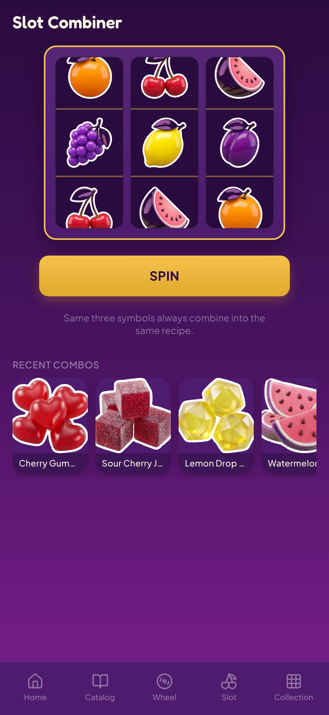 Slot Combiner screen