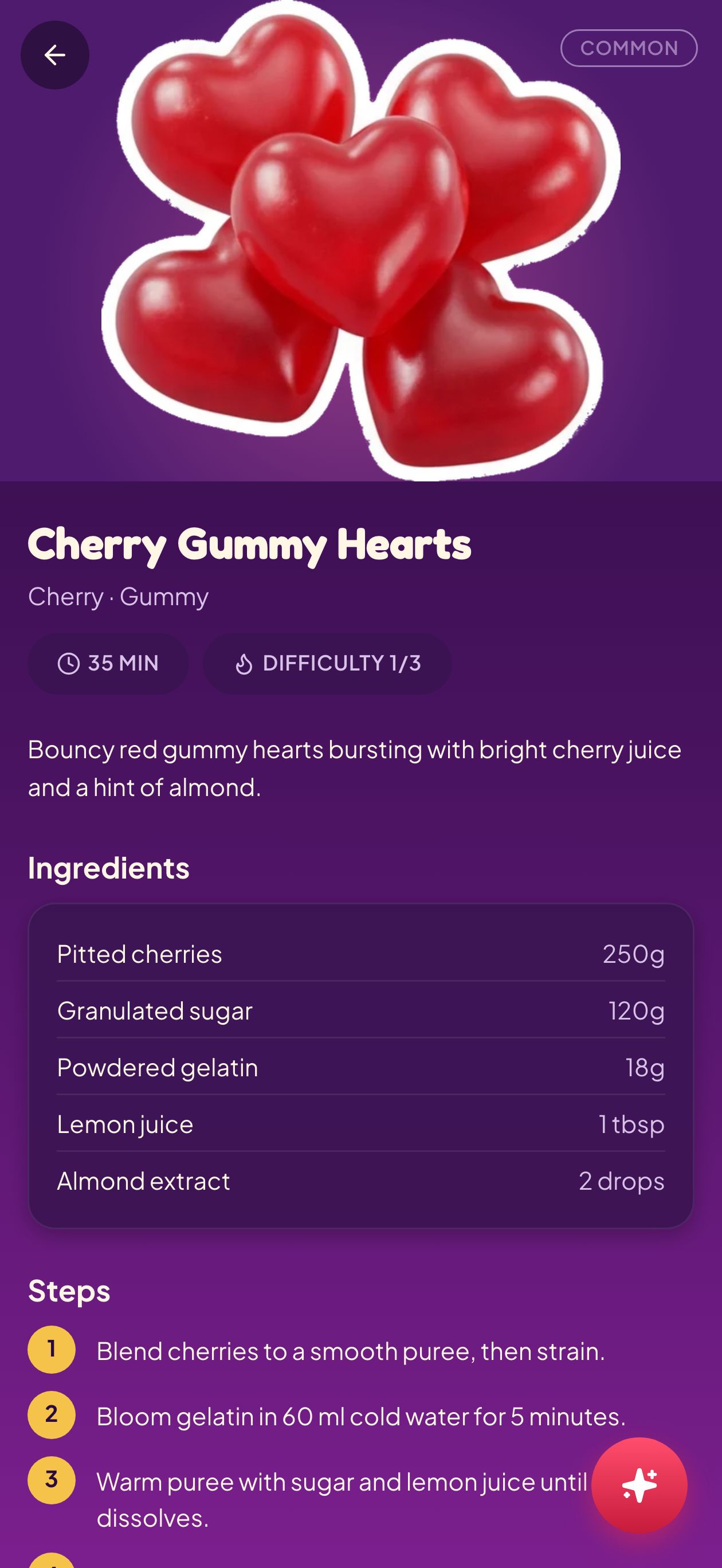 Recipe detail screen